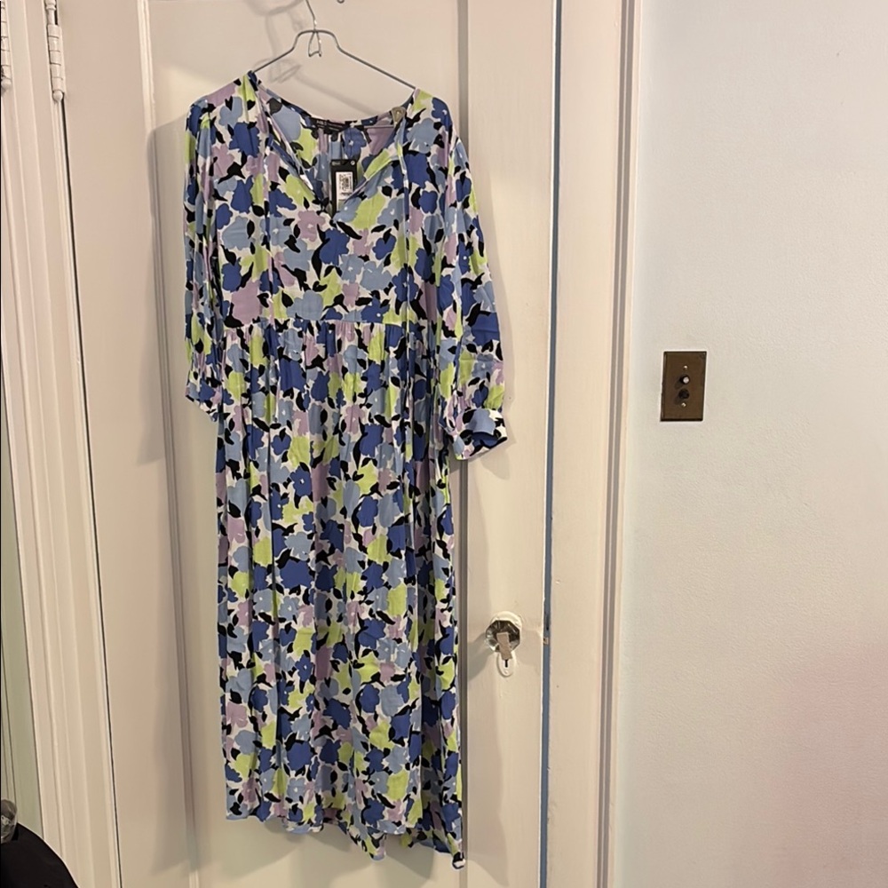 Marks & Spencer Blue & Purple Floral Midi Dress